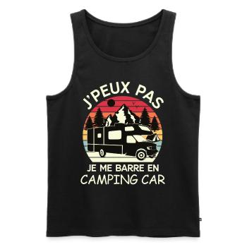 J'Peux Pas Camping Car Idée Cadeau Pour Campeurs - Débardeur bio Premium Homme - noir - Devant - Michal (187cm)