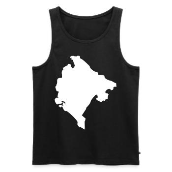 Drapeau de carte du Monténégro - Débardeur bio Premium Homme - noir - Devant - AI Model Male 178 light (178cm)