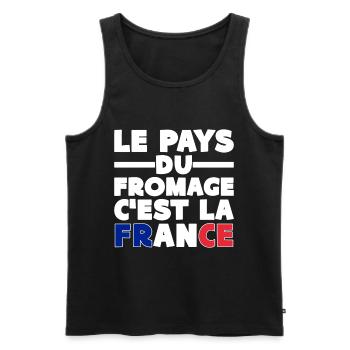 Humour Fromage France Citation - Débardeur bio Premium Homme - noir - Devant - Michal (187cm)
