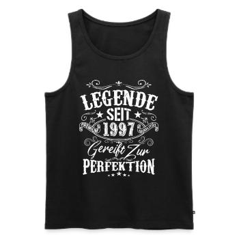 Legende Seit 1997 Gereift Zur Perfektion, Geschenk - Männer Premium Bio Tank Top - Schwarz - Vorne - Michal (187cm)