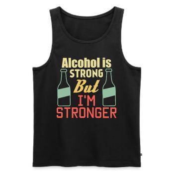 Alcohol is strong but i'm stronger - Men's Premium Organic Tank Top - black - Front - AI Model Male 178 light (178cm)