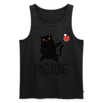 Table Tennis Katze Pingpong Black Cat Outfit - Débardeur bio Premium Homme - noir - Devant - Michal (187cm)