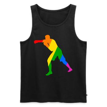 Boxer im Regenbogen - Männer Premium Bio Tank Top - Schwarz - Vorne - Michal (187cm)