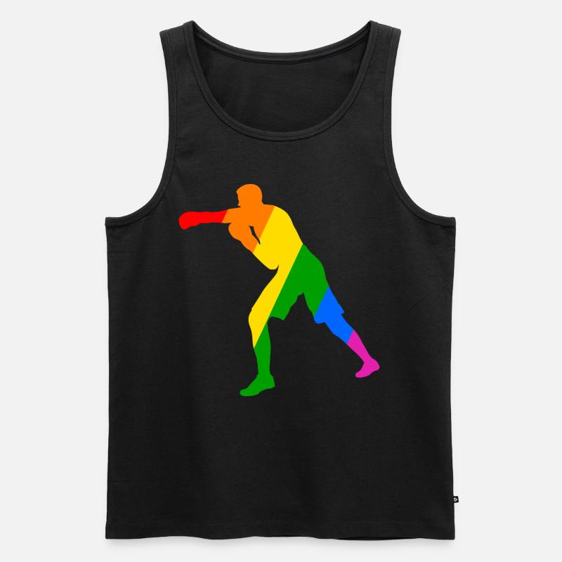 Boxer im Regenbogen - Männer Premium Bio Tank Top - Schwarz