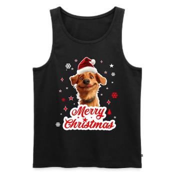 Merry christmas dog - Débardeur bio Premium Homme - noir - Devant - AI Model Male 178 light (178cm)