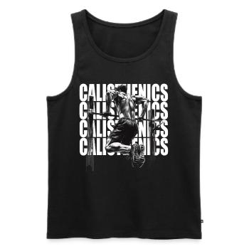 Calisthenics - Men's Premium Organic Tank Top - black - Front - AI Model Male 178 light (178cm)