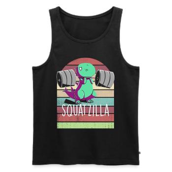 dino squatting Squatzilla Fitness Gym Shirt - Männer Premium Bio Tank Top - Schwarz - Vorne - AI Model Male 178 light (178cm)