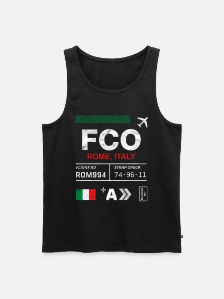 Étiquette d’aéroport de Rome - Débardeur bio Premium Homme - noir