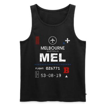 Etikett des Flughafens Melbourne - Männer Premium Bio Tank Top - Schwarz - Vorne - Michal (187cm)
