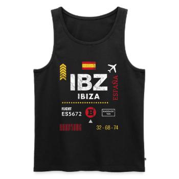 Etikett des Flughafens Ibiza - Männer Premium Bio Tank Top - Schwarz - Vorne - Michal (187cm)