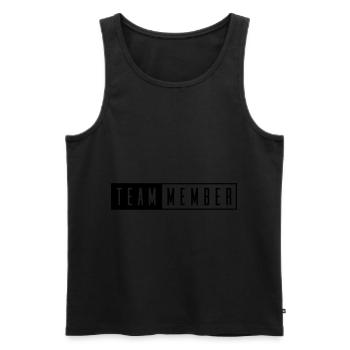 timbre de membre de l'équipe - Débardeur bio Premium Homme - noir - Devant - AI Model Male 178 light (178cm)