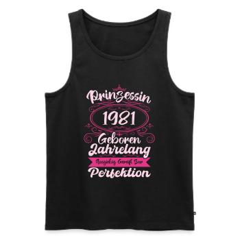 Prinzessin seit 1981 Geburtstag 1981 - Männer Premium Bio Tank Top - Schwarz - Vorne - AI Model Male 178 light (178cm)