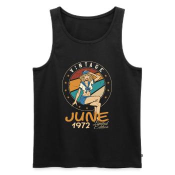 Vintage 1972 - Born In June 1972 - Men's Premium Organic Tank Top - black - Front - Michal (187cm)