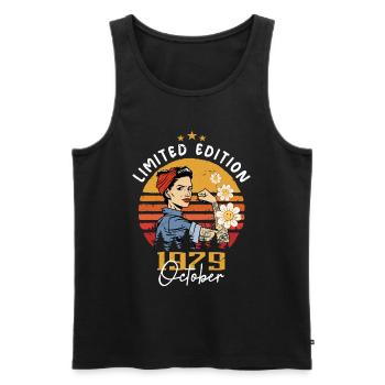 October 1979 born | October 1979 - Men's Premium Organic Tank Top - black - Front - AI Model Male 178 light (178cm)