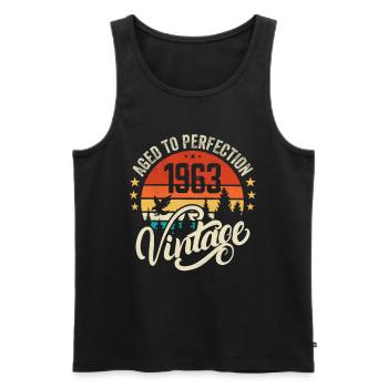 1963 Vintage - Geburtstagsgeschenk 1963 Retro 1963 - Männer Premium Bio Tank Top - Schwarz - Vorne - AI Model Male 178 light (178cm)