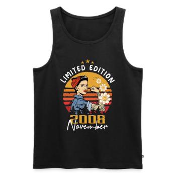November Vintage 2008 Born Birthday Women - Men's Premium Organic Tank Top - black - Front - Michal (187cm)