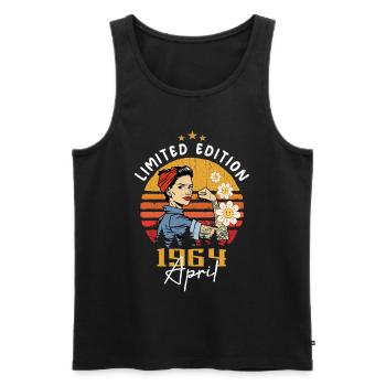 April 1964 Geburtstagsgeschenk April 1964 Vintage - Männer Premium Bio Tank Top - Schwarz - Vorne - Michal (187cm)