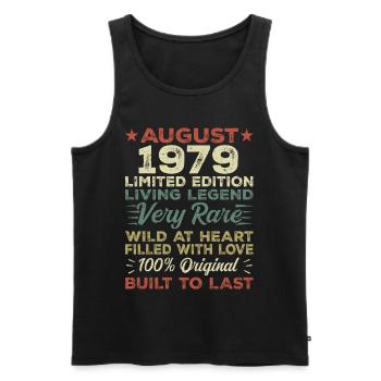 August 1979 - Geschenkidee Für August 1979 - 1979 - Männer Premium Bio Tank Top - Schwarz - Vorne - Michal (187cm)
