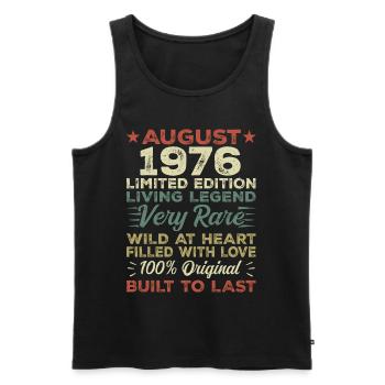 August 1976 - Gift idea for August 1976 - 1976 - Men's Premium Organic Tank Top - black - Front - Michal (187cm)