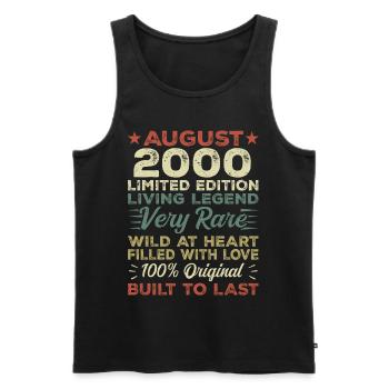 August 2000 - Geschenkidee Für August 2000 - 2000 - Männer Premium Bio Tank Top - Schwarz - Vorne - Michal (187cm)