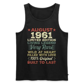 August 1961 - Geschenkidee Für August 1961 - 1961 - Männer Premium Bio Tank Top - Schwarz - Vorne - Michal (187cm)