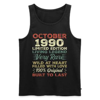 1990 Oktober 1990 Geburtstag Oktober 1990 Original - Männer Premium Bio Tank Top - Schwarz - Vorne - AI Model Male 178 light (178cm)