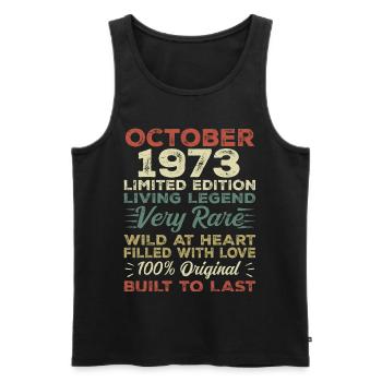1973 Oktober 1973 Geburtstag Oktober 1973 Original - Männer Premium Bio Tank Top - Schwarz - Vorne - Michal (187cm)