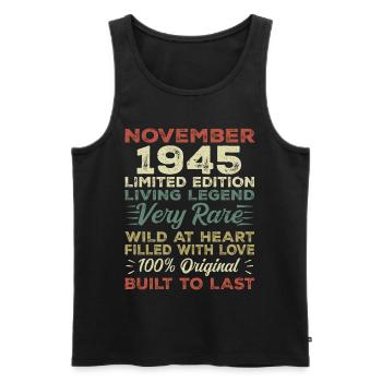 Legend Since November 1945 Born November 1945 - Men's Premium Organic Tank Top - black - Front - Michal (187cm)