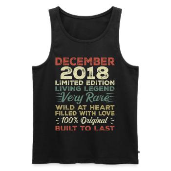 Décembre 2018 - Anniversaire Décembre 2018 année - Débardeur bio Premium Homme - noir - Devant - Michal (187cm)