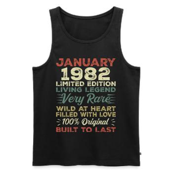 Januar 1982 Geburtstag - Januar 1982, January 1982 - Männer Premium Bio Tank Top - Schwarz - Vorne - AI Model Male 178 light (178cm)