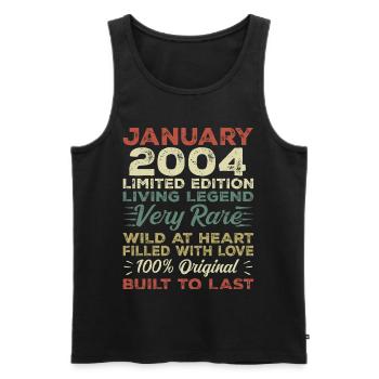 Januar 2004 Geburtstag - Januar 2004, January 2004 - Männer Premium Bio Tank Top - Schwarz - Vorne - AI Model Male 178 light (178cm)