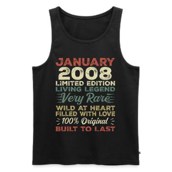 January 2008 Birthday - January 2008, January 2008 - Men's Premium Organic Tank Top - black - Front - AI Model Male 178 light (178cm)