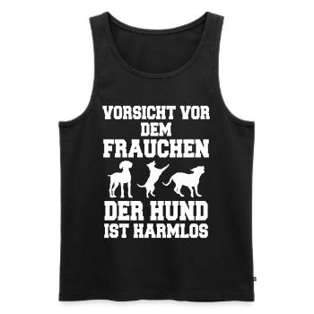 Beware of the Dog Dog Gift Puppy Mistress - Men's Premium Organic Tank Top - black - Front - AI Model Male 178 light (178cm)