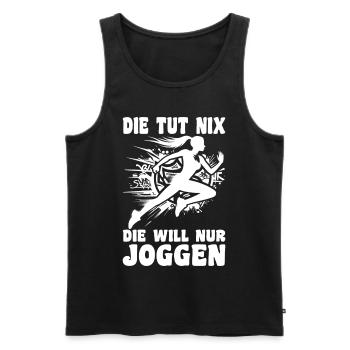 Coureuse qui ne fait rien, elle a juste envie de faire du footing, joggeuse - Débardeur bio Premium Homme - noir - Devant - Michal (187cm)