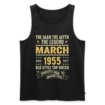 März 1955 Jubiläum 1955 - Legenden März 1955 - Männer Premium Bio Tank Top - Schwarz - Vorne - Michal (187cm)