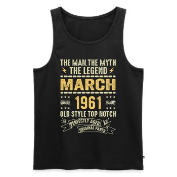 März 1961 Jubiläum 1961 - Legenden März 1961 - Männer Premium Bio Tank Top - Schwarz - Vorne - Michal (187cm)