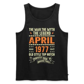 APRIL 1977, APRIL 1977 - Men's Premium Organic Tank Top - black - Front - Michal (187cm)
