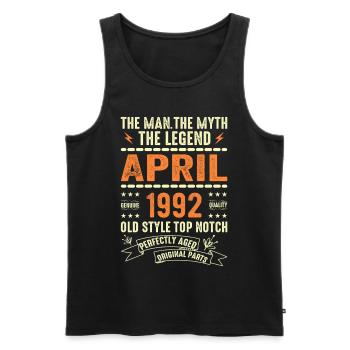 april 1992, APRIL 1992 - Männer Premium Bio Tank Top - Schwarz - Vorne - Michal (187cm)