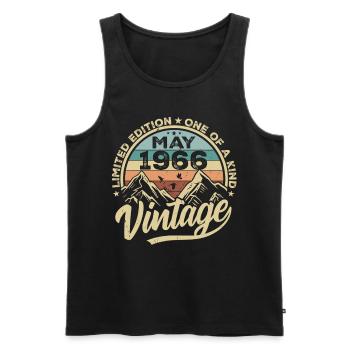 Geburtstag Vintage Mai 1966 original May 1966 - Männer Premium Bio Tank Top - Schwarz - Vorne - Michal (187cm)
