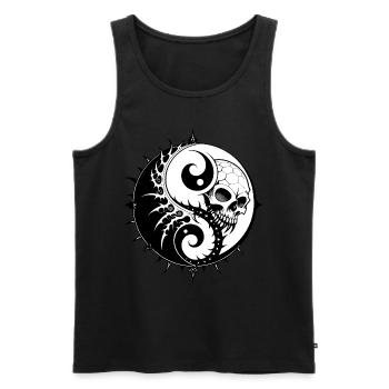 Yin Yang Skull // Totenkopf Symbol FS0169 - Männer Premium Bio Tank Top - Schwarz - Vorne - Michal (187cm)