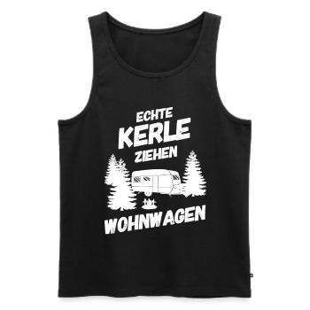 ECHTE KERLE ZIEHEN WOHNWAGEN - Männer Premium Bio Tank Top - Schwarz - Vorne - Michal (187cm)