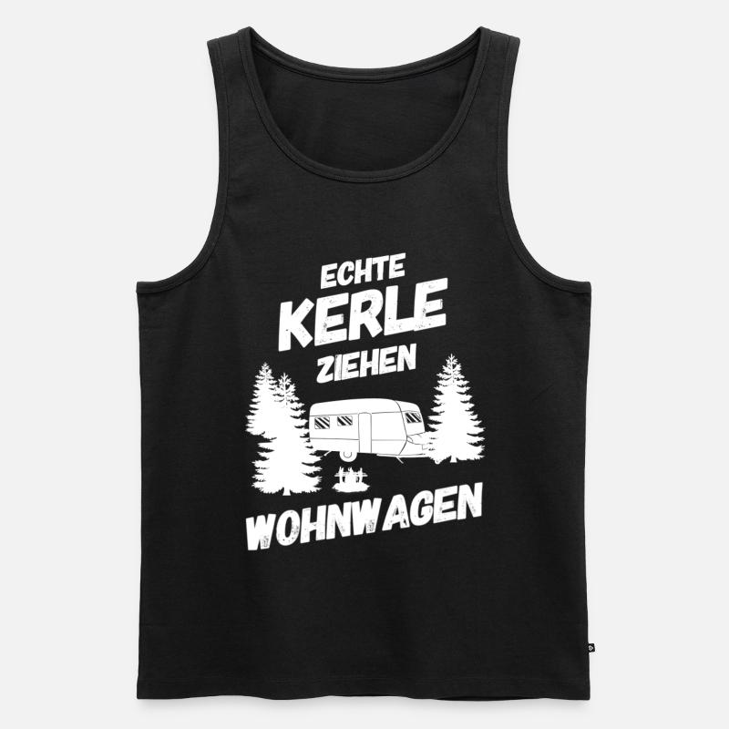ECHTE KERLE ZIEHEN WOHNWAGEN - Männer Premium Bio Tank Top - Schwarz