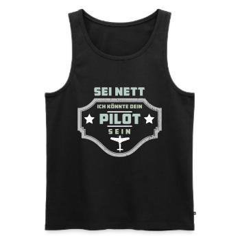 Umriss Eines Flugzeugs - Aircraft Pilot - Männer Premium Bio Tank Top - Schwarz - Vorne - AI Model Male 178 light (178cm)