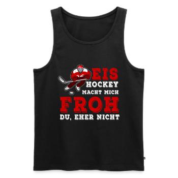 Ice Hockey Makes Me Happy - Eishockey - Männer Premium Bio Tank Top - Schwarz - Vorne - Michal (187cm)