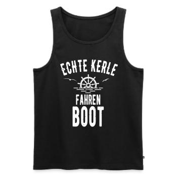Boot Kapitän Segeln Geschenkidee - Männer Premium Bio Tank Top - Schwarz - Vorne - Michal (187cm)