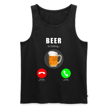Bier ruft / Beer Is Calling - Men's Premium Organic Tank Top - black - Front - Michal (187cm)