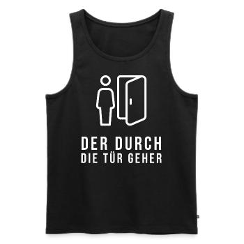 Der durch die Tür geher - Männer Premium Bio Tank Top - Schwarz - Vorne - AI Model Male 178 light (178cm)