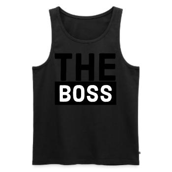 Les couples de t-shirts partenaires du boss - Débardeur bio Premium Homme - noir - Devant - AI Model Male 178 light (178cm)