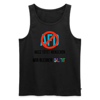 Hass tötet Menschen wir bleiben bunt - Männer Premium Bio Tank Top - Schwarz - Vorne - AI Model Male 178 light (178cm)
