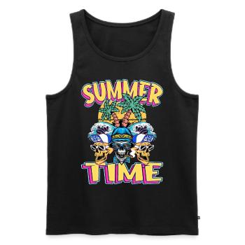 Summer Sun Palm Trees Skull Beach Sea Holiday - Men's Premium Organic Tank Top - black - Front - Michal (187cm)